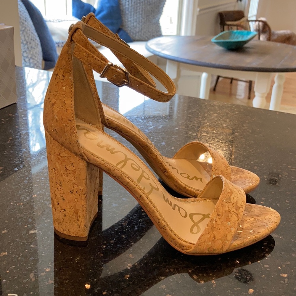 Sam Edelman Yaro Natural Cork heeled sandal 8.5